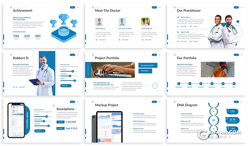 30页医学研究医疗行业工作计划汇报PPT模板3种主题配色 - 顶尖PPT