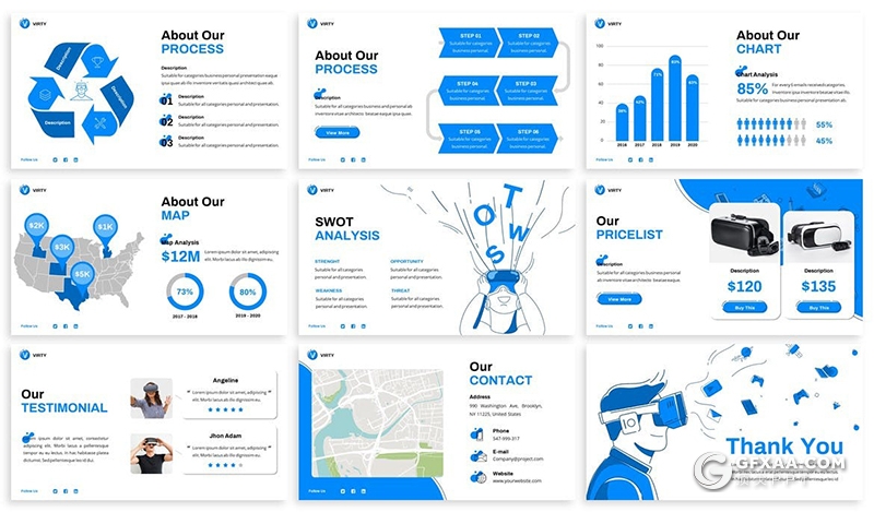 30页卡通手绘插画互联网科技风格虚拟VR人工智能keynote模板 - 顶尖PPT