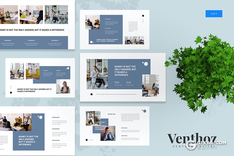 30页扁平化商务风格风险投资keynote模板 - 顶尖PPT