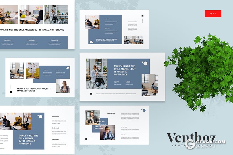 30页扁平化商务风格风险投资PPT模板 - 顶尖PPT