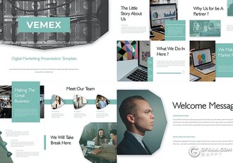 30也扁平化绿色数字营销商务多用途PPT模板 - 顶尖PPT