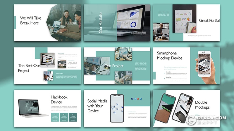 30也扁平化绿色数字营销商务多用途PPT模板 - 顶尖PPT