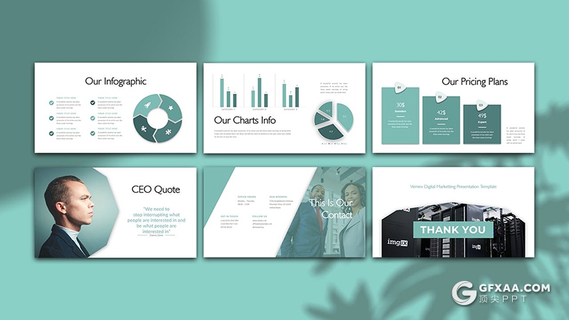 30也扁平化绿色数字营销商务多用途PPT模板 - 顶尖PPT