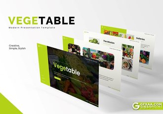 30页国外扁平化蔬菜水果介绍展示PPT模板5种主题配色 - 顶尖PPT