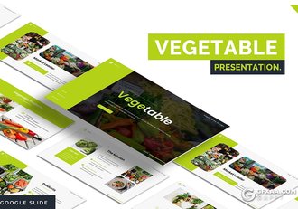 30页国外扁平化蔬菜水果介绍展示Google slides模板5种主题配色 - 顶尖PPT