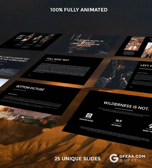 黑色土豪金配色时尚摄影美图展示多用途PPT模板 - 顶尖PPT