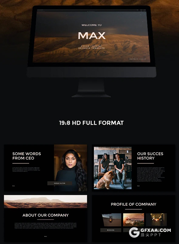 黑色土豪金配色时尚摄影美图展示多用途PPT模板 - 顶尖PPT