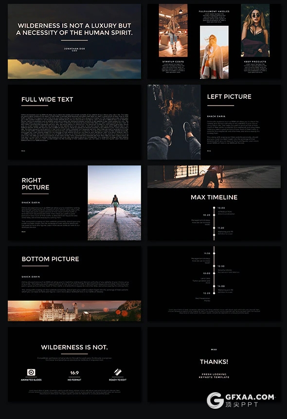 黑色土豪金配色时尚摄影美图展示多用途PPT模板 - 顶尖PPT