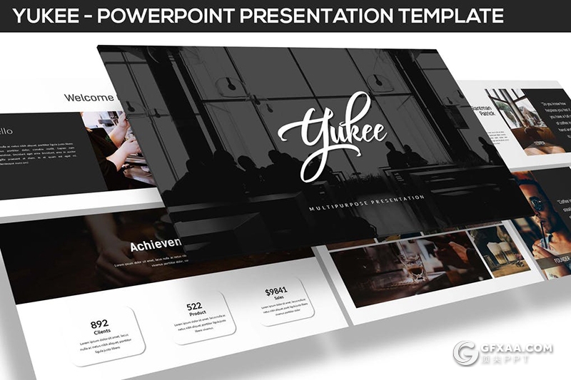 42页黑色简约风格时尚图片展示团队介绍PPT模板 - 顶尖PPT