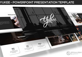 42页黑色简约风格时尚图片展示团队介绍PPT模板 - 顶尖PPT