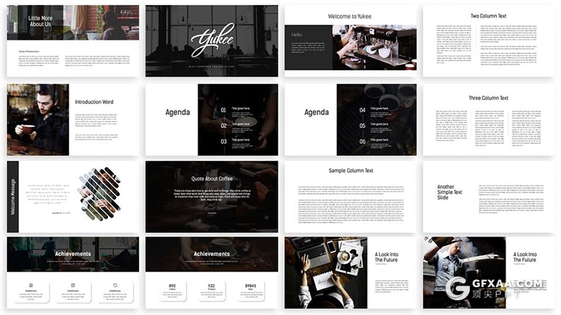 42页黑色简约风格时尚图片展示团队介绍PPT模板 - 顶尖PPT