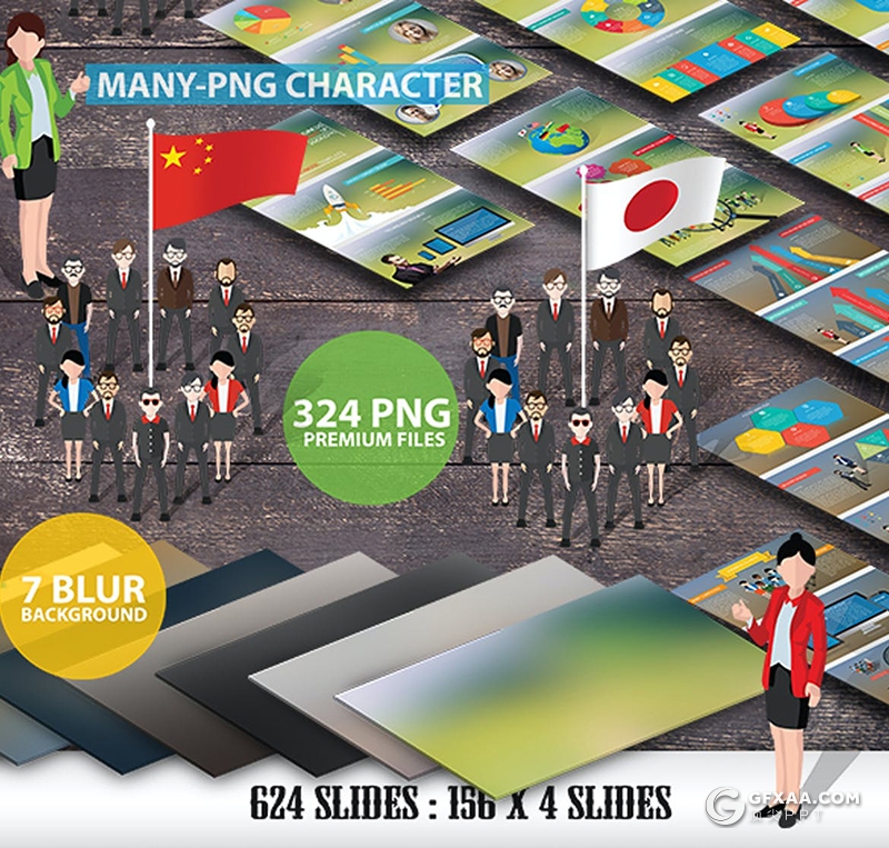 156页欧美商务风格企业全球布局商业演讲keynote模板324个PNG图形文件+102个png图标 - 顶尖PPT