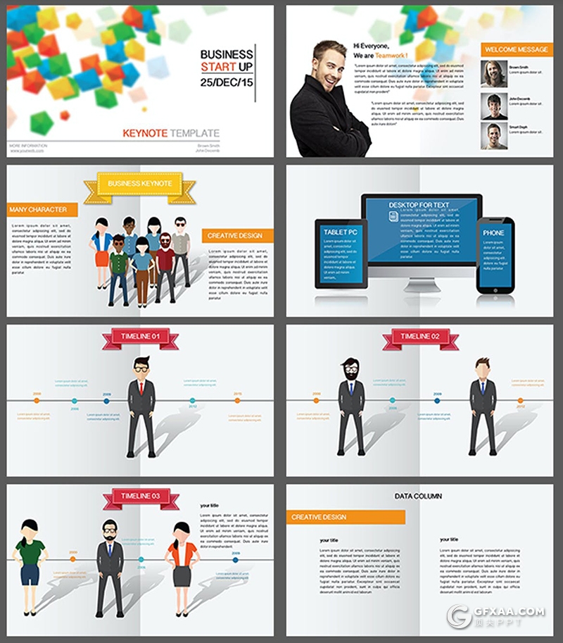 156页欧美商务风格企业全球布局商业演讲keynote模板324个PNG图形文件+102个png图标 - 顶尖PPT