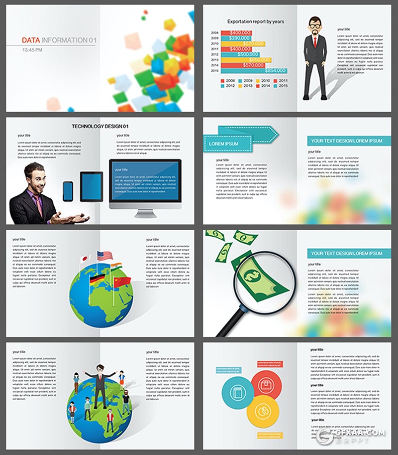 156页欧美商务风格企业全球布局商业演讲keynote模板324个PNG图形文件+102个png图标 - 顶尖PPT