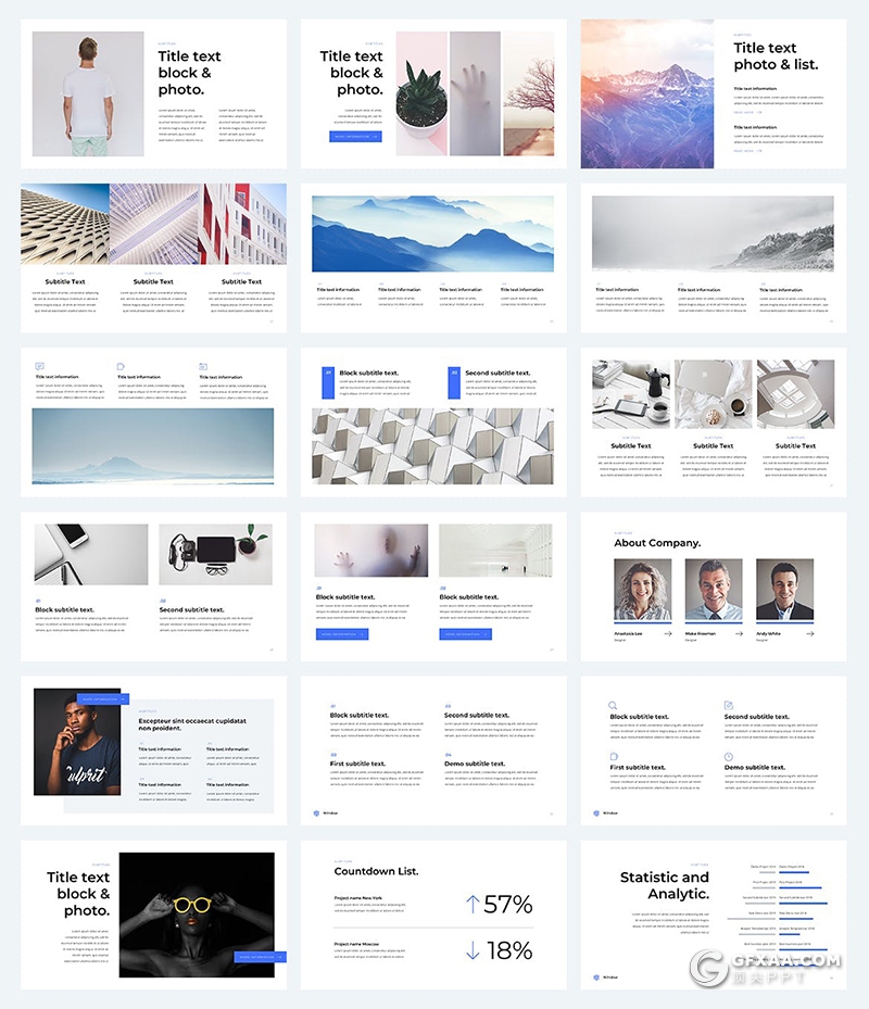 102页国外扁平化商务风格keynote模板全动画演示包含15种配色 16:9和A4竖版keynote模板 - 顶尖PPT