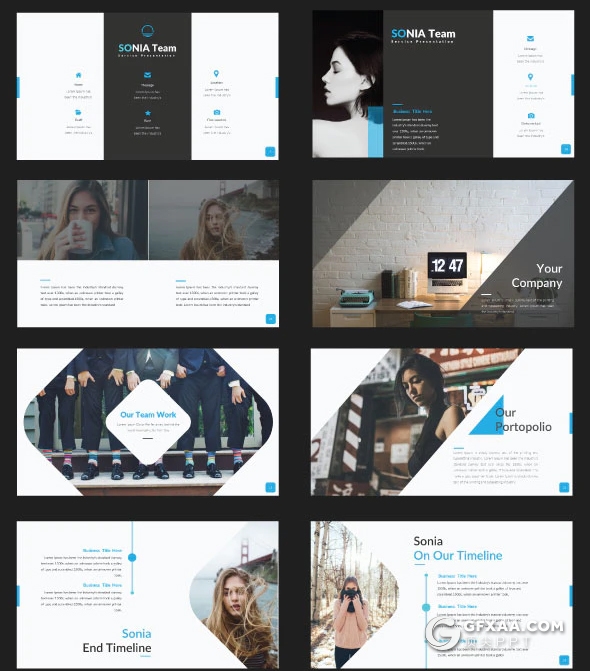国外扁平化商务企业介绍工作计划总结多用途keynote模板10种主题配色 - 顶尖PPT