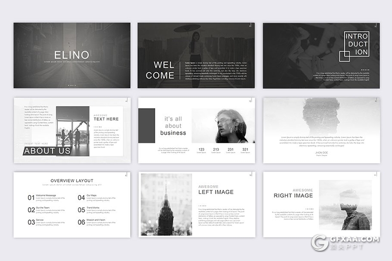 61页单色团队介绍企业宣传介绍欧美多用途PPT模板6种主题配色 - 顶尖PPT