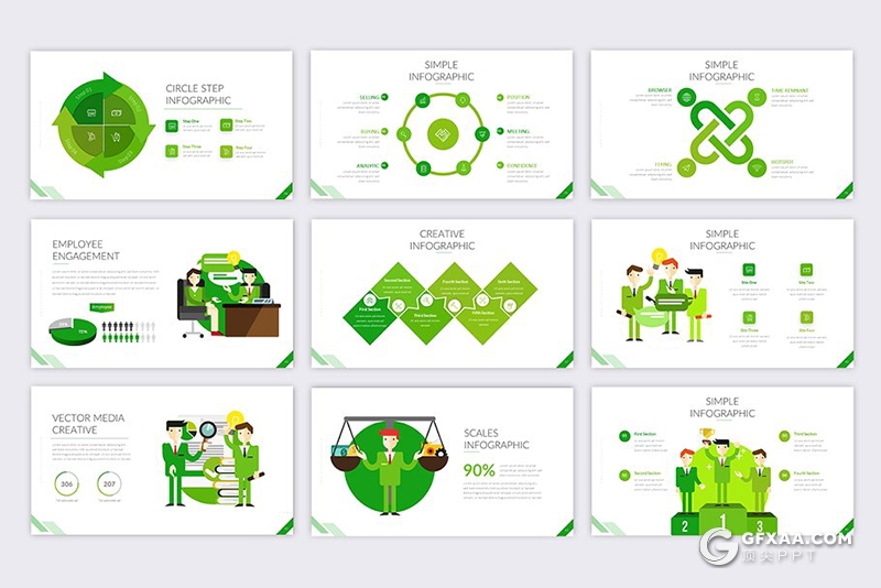 62页创意图形商务工作总结项目报价商务多用途PPT模板12种主题配色 - 顶尖PPT
