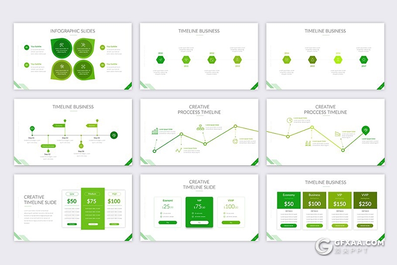 62页创意图形商务工作总结项目报价商务多用途PPT模板12种主题配色 - 顶尖PPT
