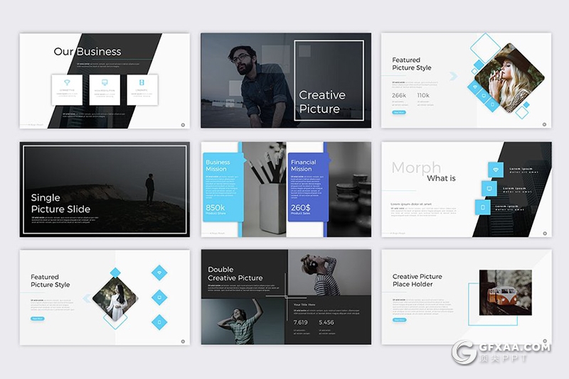 70页欧美商务风格企业工作汇报总结多用途PPT模板7种主题配色 - 顶尖PPT