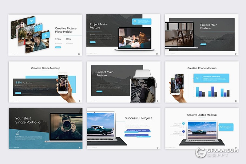 70页欧美商务风格企业工作汇报总结多用途PPT模板7种主题配色 - 顶尖PPT