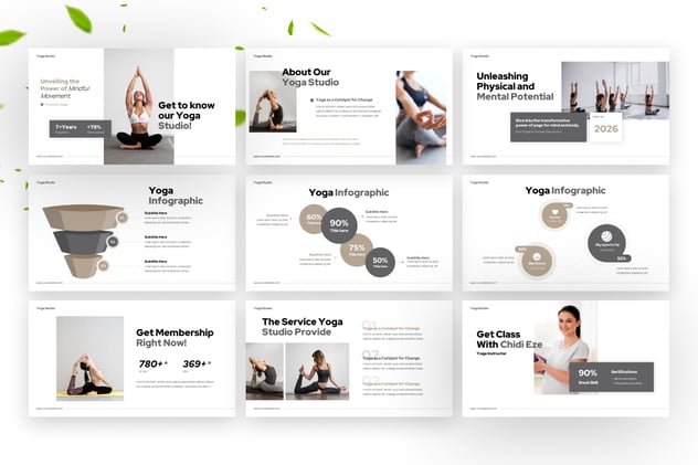 瑜伽工作室介绍PPT模板 - 顶尖PPT