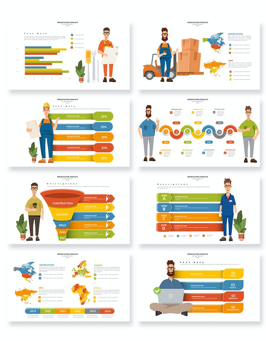 商业人物插画步骤信息图表PPT模板 - 顶尖PPT