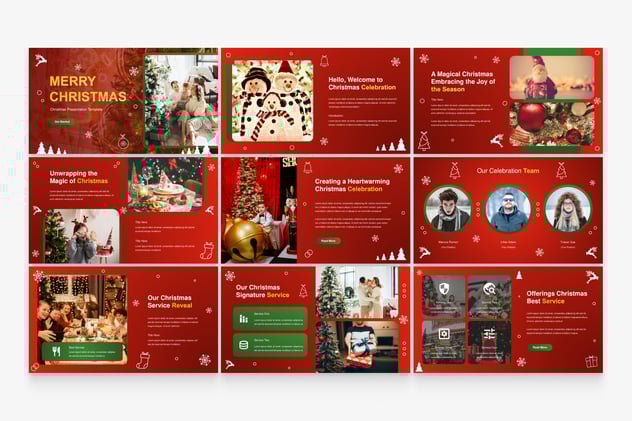 节日红色圣诞主题展示演讲PPT模板 - 顶尖PPT