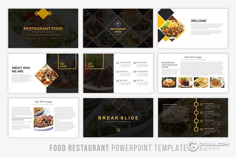 70页餐饮美食介绍展示食品展示PPT模板6种主题配色 - 顶尖PPT