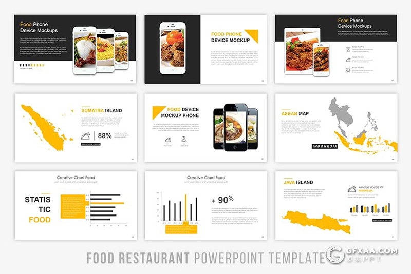 70页餐饮美食介绍展示食品展示PPT模板6种主题配色 - 顶尖PPT