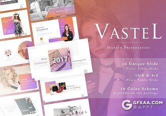 55页时尚流行创意杂志风格ppt模板摄影模特写真服装秀展示PPT模板10种配色 - 顶尖PPT