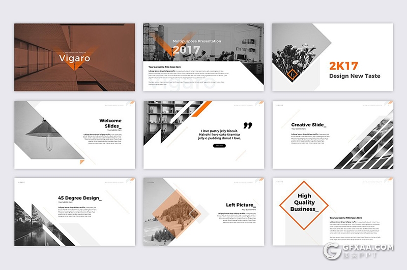 70页几何图形创意版式设计时尚商务多用途国外PPT模板10种主题配色 - 顶尖PPT