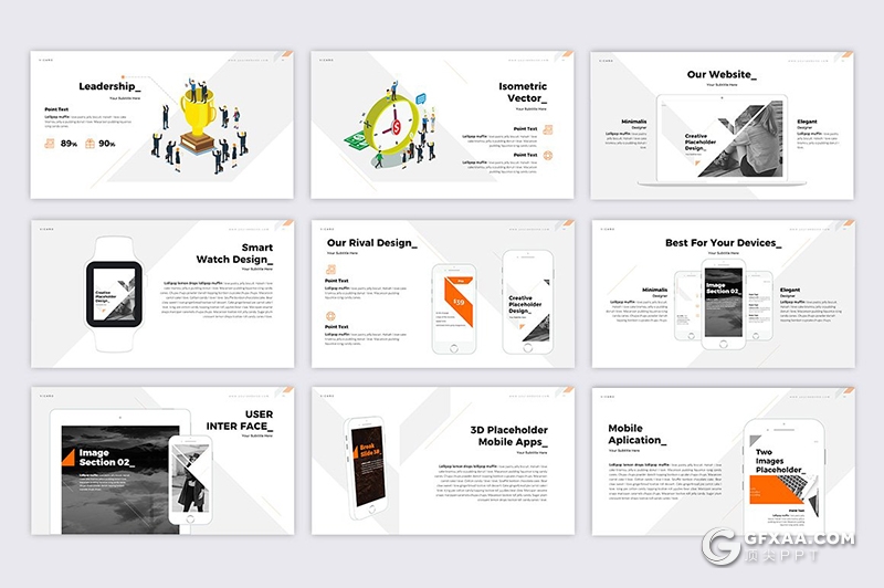 70页几何图形创意版式设计时尚商务多用途国外PPT模板10种主题配色 - 顶尖PPT