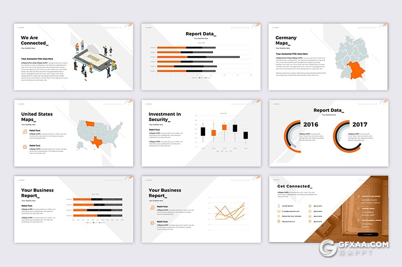 70页几何图形创意版式设计时尚商务多用途国外PPT模板10种主题配色 - 顶尖PPT