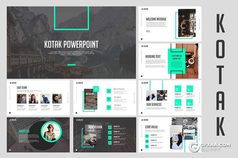 54页国外简约绿色商务团队会员项目介绍多用途PPT模板 - 顶尖PPT