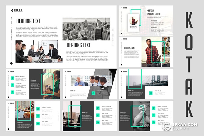 54页国外简约绿色商务团队会员项目介绍多用途PPT模板 - 顶尖PPT