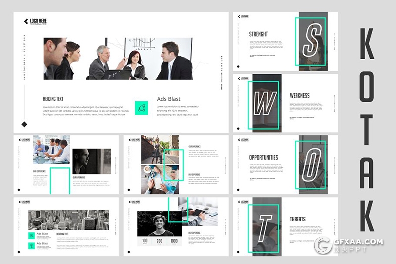 54页国外简约绿色商务团队会员项目介绍多用途PPT模板 - 顶尖PPT