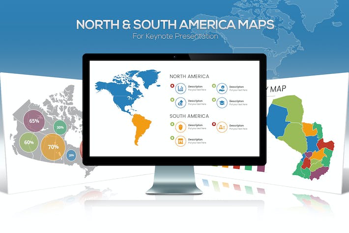 北美南美地图keynote模板 - 顶尖PPT