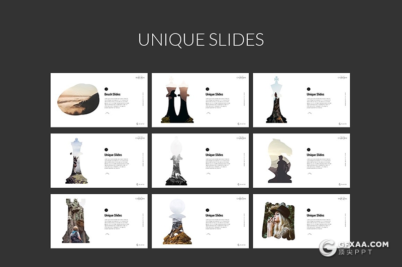 126页创意线性立体二维图形设计PPT模板创意图形图片剪影简约小清新PPT模板 - 顶尖PPT