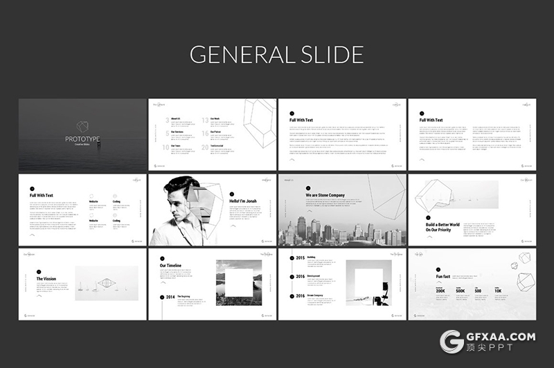 126页创意线性立体二维图形设计PPT模板创意图形图片剪影简约小清新PPT模板 - 顶尖PPT