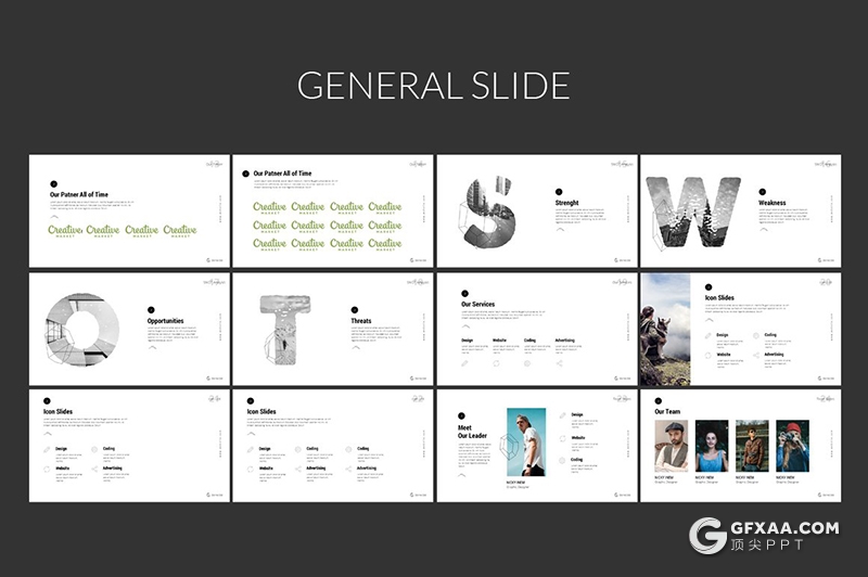 126页创意线性立体二维图形设计PPT模板创意图形图片剪影简约小清新PPT模板 - 顶尖PPT