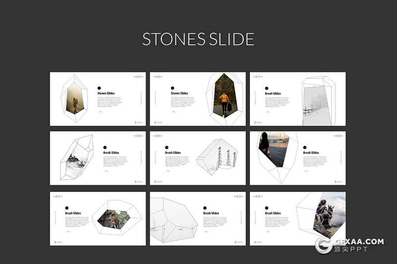 126页创意线性立体二维图形设计PPT模板创意图形图片剪影简约小清新PPT模板 - 顶尖PPT