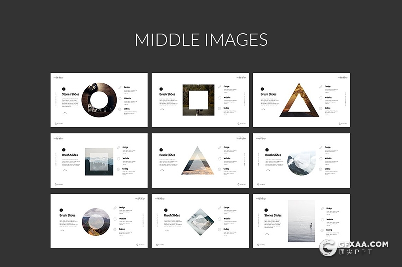 126页创意线性立体二维图形设计PPT模板创意图形图片剪影简约小清新PPT模板 - 顶尖PPT