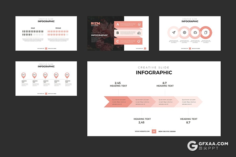86页国外创意简约风格ppt模板APP网站UI界面设计展示PPT模板 - 顶尖PPT
