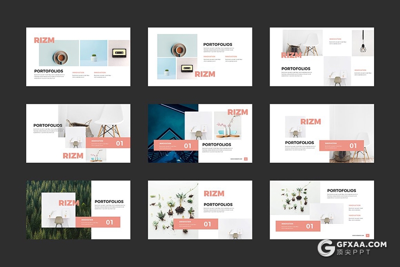 86页国外创意简约风格ppt模板APP网站UI界面设计展示PPT模板 - 顶尖PPT