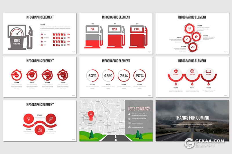30页扁平化简约时尚多用途PPT模板5种主题配色 - 顶尖PPT