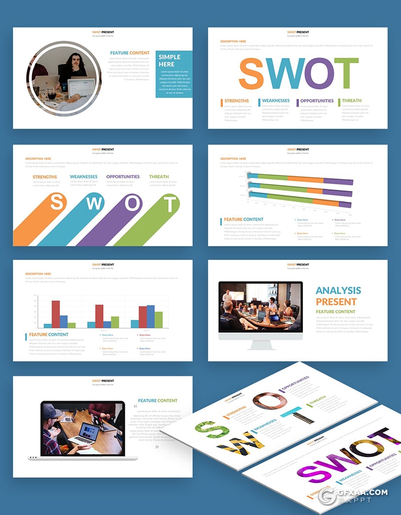 23页不同创意风格SWOT分析PPT页面模板 - 顶尖PPT