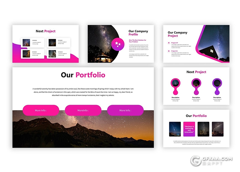 30页创意图形版式设计紫色渐变国外商务多用途PPT模板 - 顶尖PPT