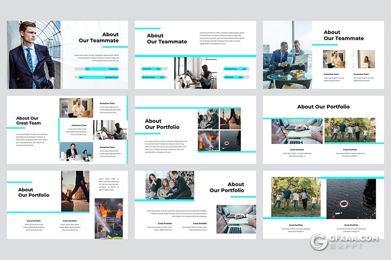 36页亮蓝色企业介绍团队介绍项目合作商务通用PPT模板 - 顶尖PPT