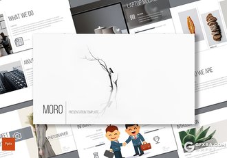 30页简约创意线条设计作品展示团队人员介绍PPT模板 - 顶尖PPT